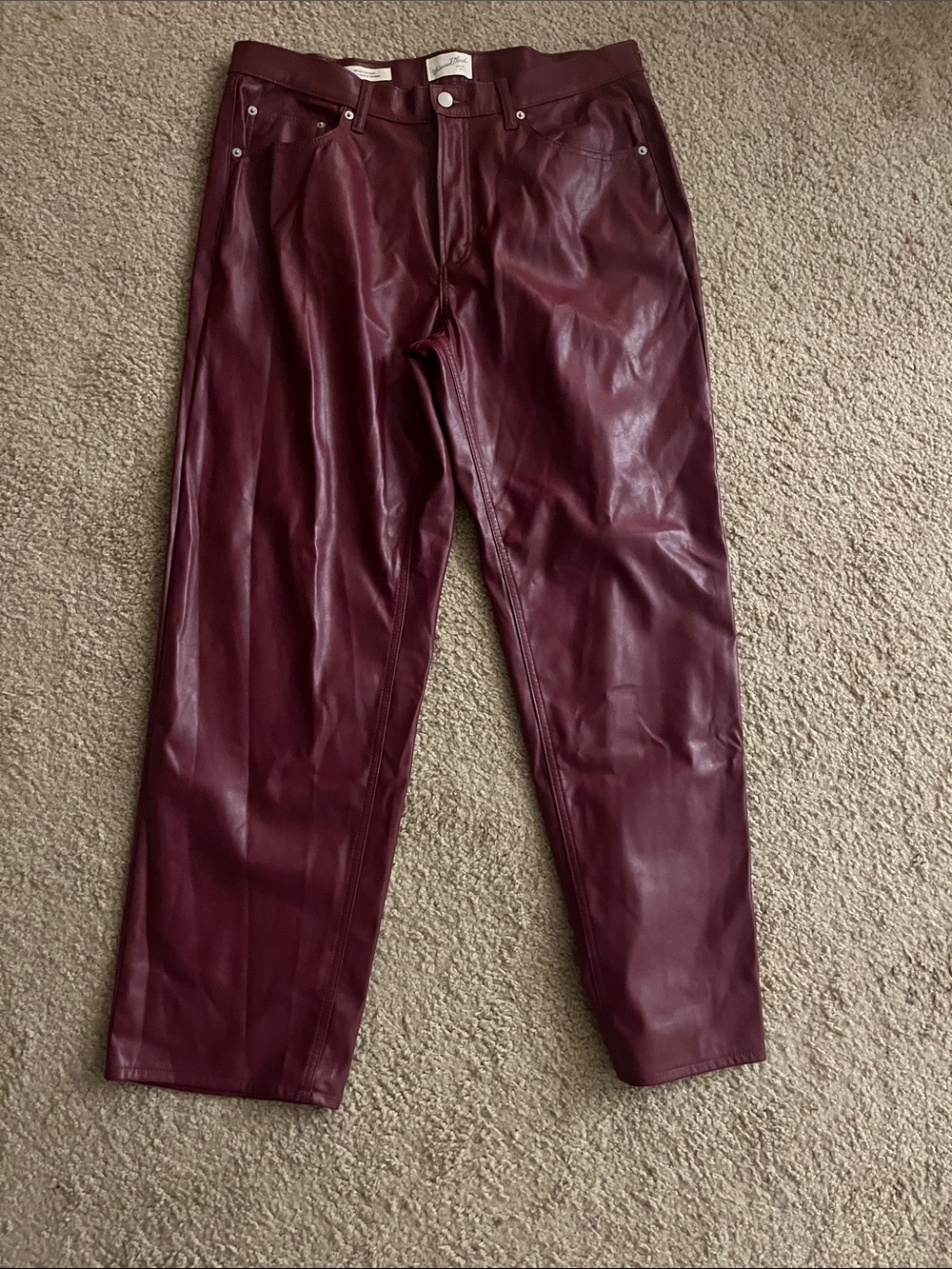 Universal Thread Women's Faux Leather Straight Leg Pants in Burgundy